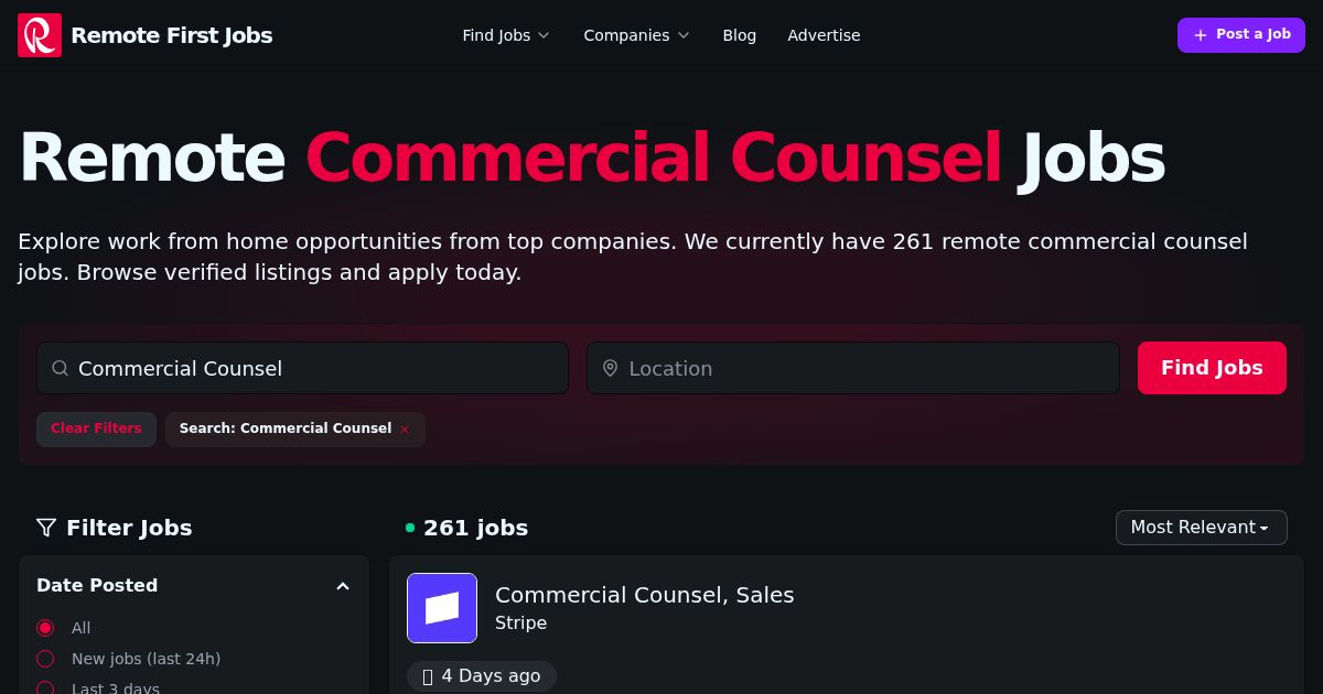 Remote Commercial Remote Commercial Counsel Jobs (185 new)