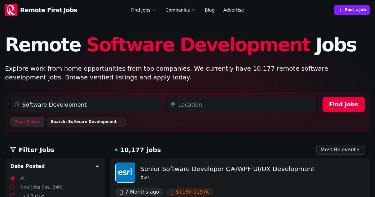 Remote Software Development Jobs (6,595 new)