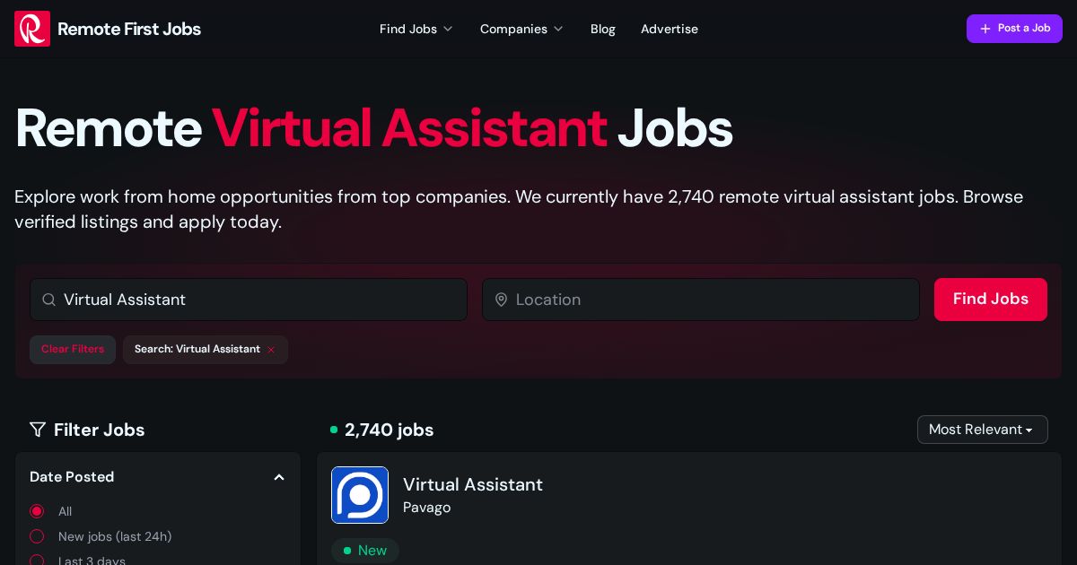 Remote Virtual Assistant Jobs (1,378 new)