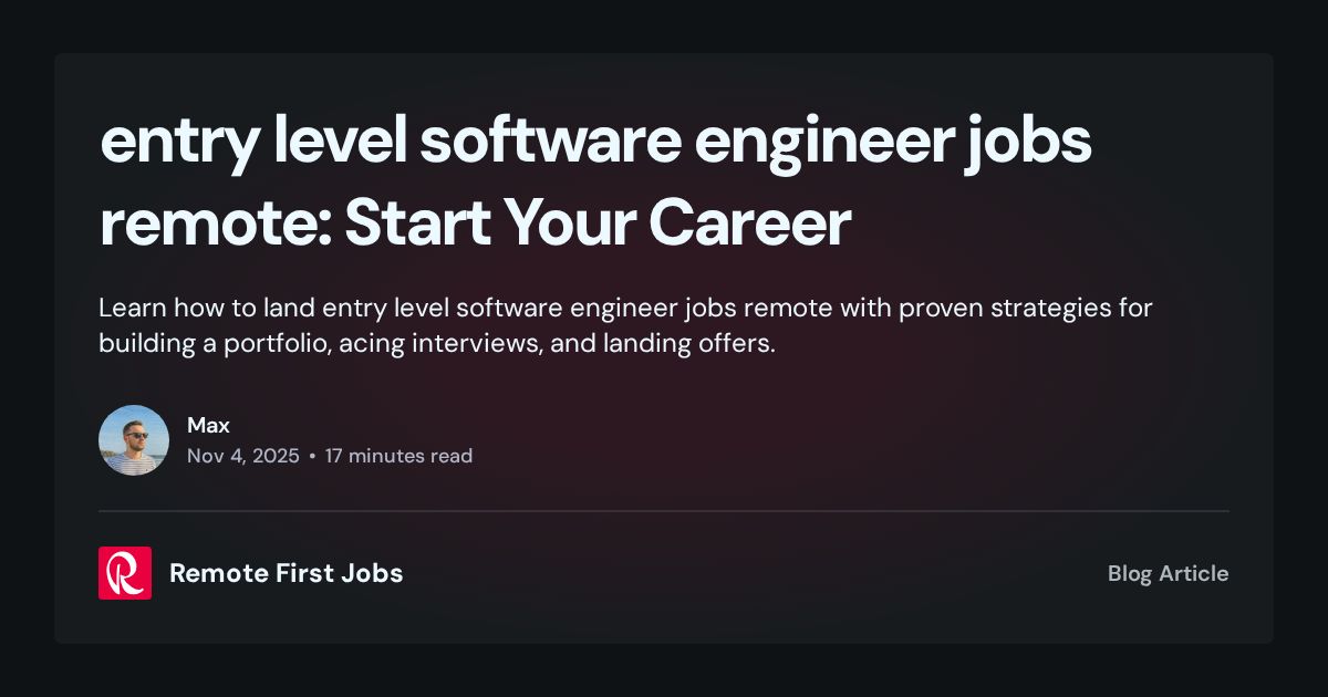 entry level software engineer jobs remote: Start Your Career