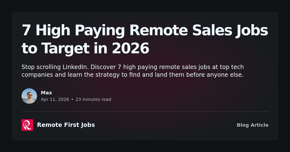 Remote Sakes 7 High Paying Remote Sales Jobs to Target in 2026