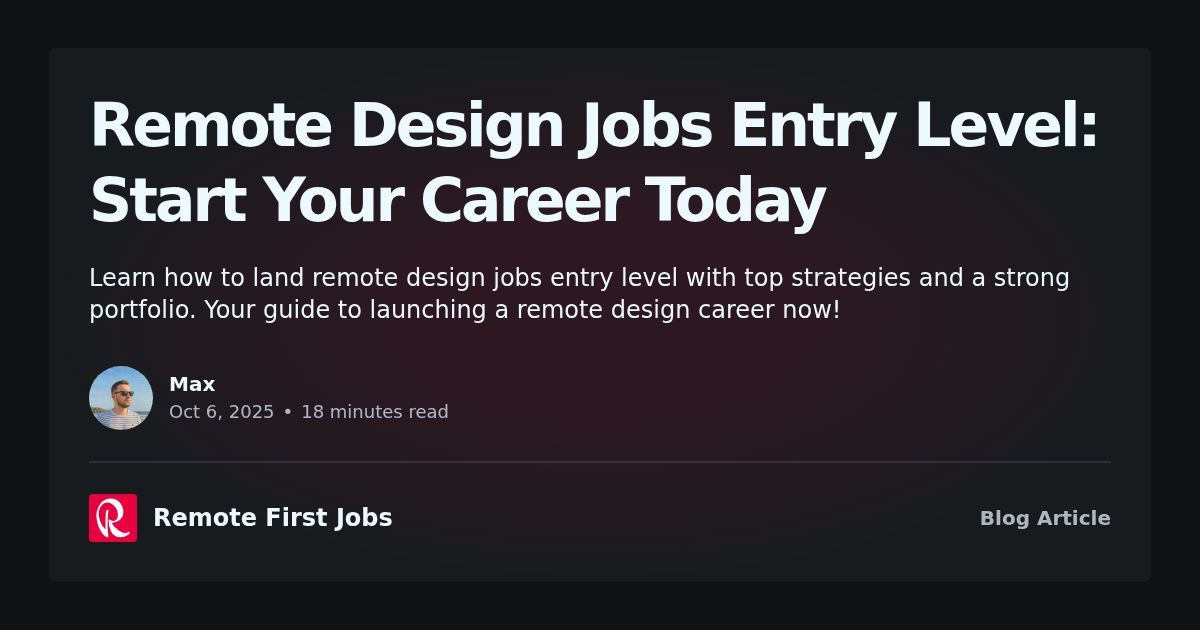 Remote Design Jobs Entry Level: Start Your Career Today