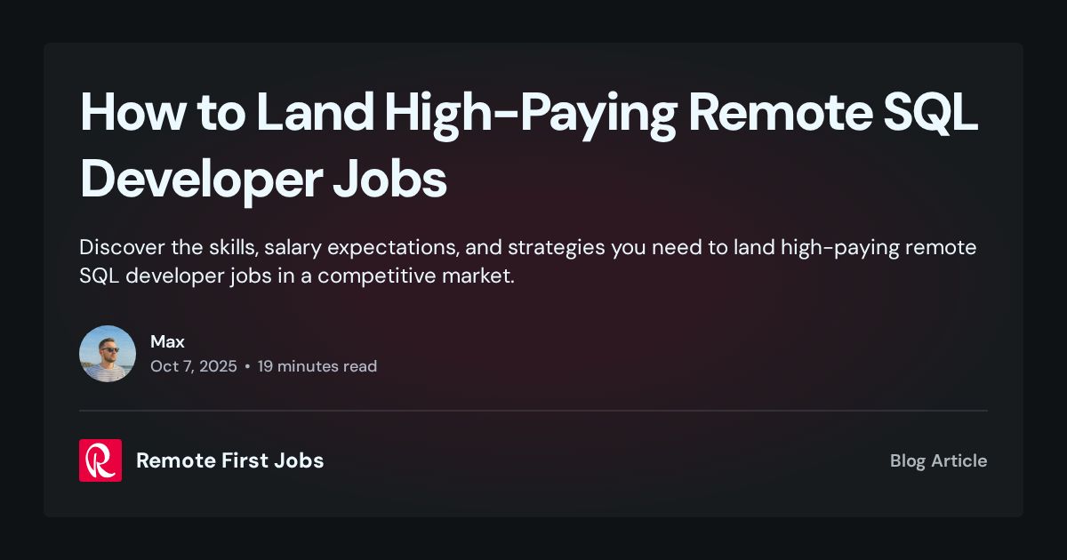 How to Land High-Paying Remote SQL Developer Jobs