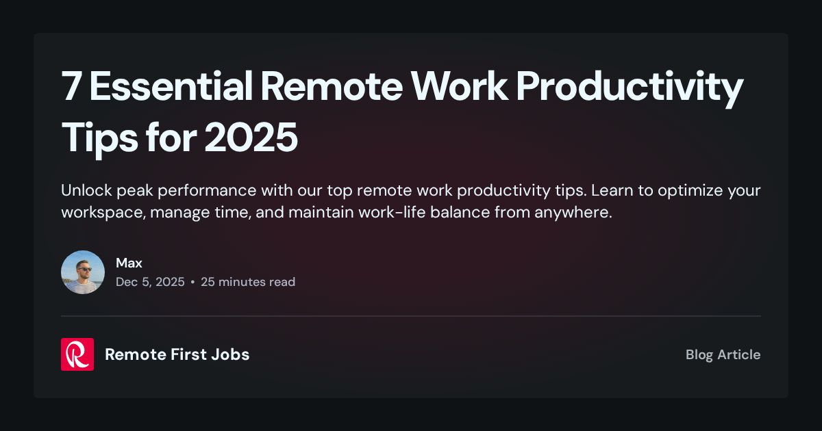 Remote Work Productivity Tips photo